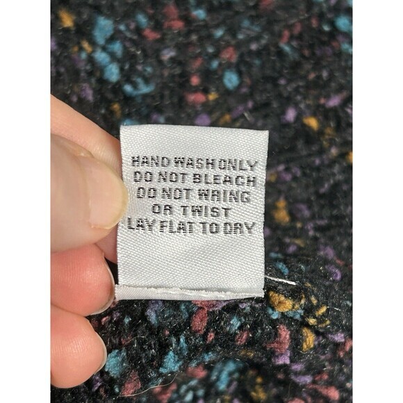 Habitat Sweater Womens Large Black‎ Long Sleeve Wood Button V-Neck Cardig… - Picture 7 of 7